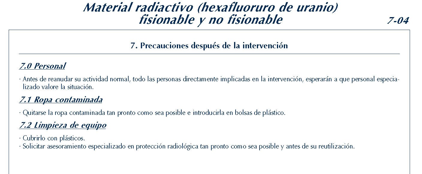 299 FICHA 7-04 MATERIAL RADIACTIVO FISIONABLE FICHAS EMERGENCIA